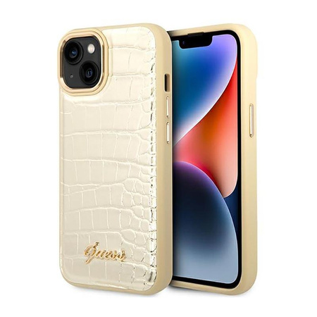 Guess Kroko Kollektion - iPhone 14 Tasche (Gold)