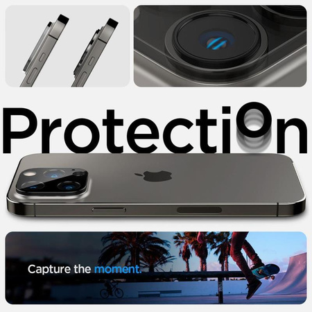 Spigen Optik.TR Camera Lens Protector 2-Pack - Lens protection glass for iPhone 16 Pro / 16 Pro Max / 15 Pro / 15 Pro Max / 14 Pro / 14 Pro Max (Black)