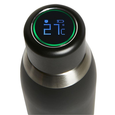 PURO Smart Bottle - Bouteille thermique 500ml INOX avec bouchon LED intelligent (Noir)