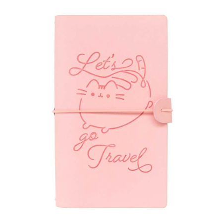 SKÓRZANY NOTATNIK B6 KOT PUSHEEN DLA DZIECI, Różowy Zeszyt z Kotem, Prezent