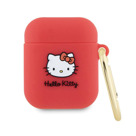 Hello Kitty Silikonová 3D hlava kočičky - pouzdro pro AirPods 1/2 generace (fuchsiová)