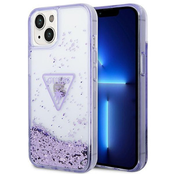 Guess Liquid Glitter Triangle Logo Case - Étui pour iPhone 14 (violet)