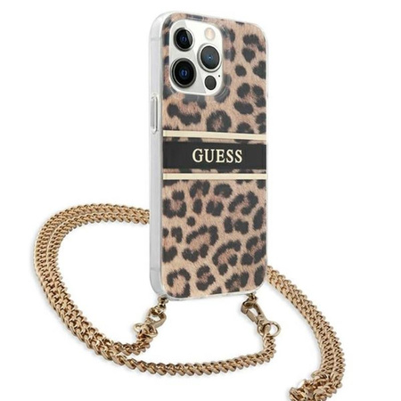 Guess Leopard Gold Stripe Crossbody - iPhone 13 Pro Max Case