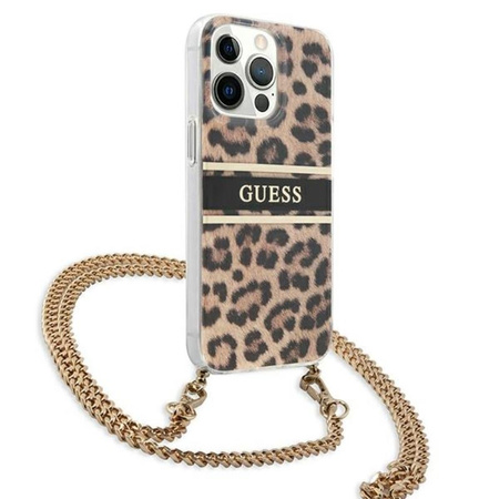 Guess Leopard Gold Stripe Crossbody - Étui pour iPhone 13 Pro Max