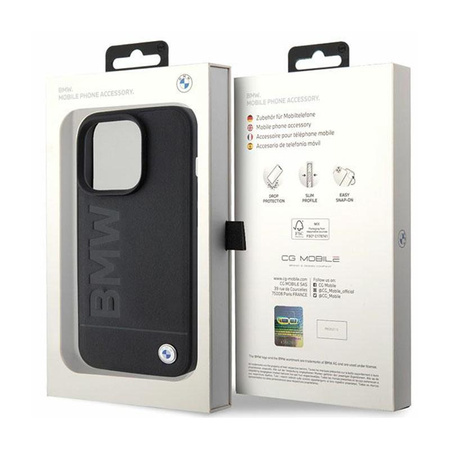 BMW Leather Hot Stamp - iPhone 15 Pro tok (fekete)