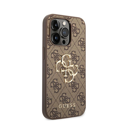 Guess 4G Big Metal Logo - pouzdro pro iPhone 15 Pro (hnědé)