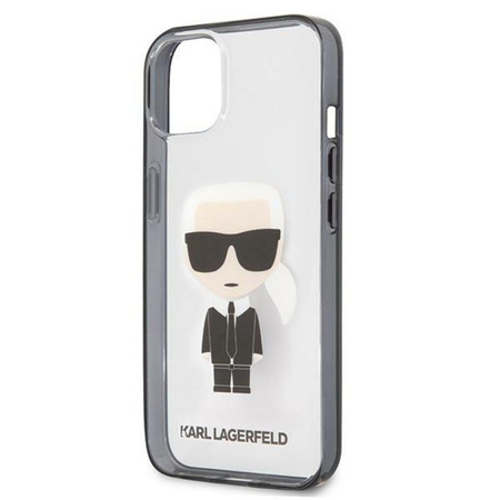 Karl Lagerfeld Ikonik Karl - iPhone 13 mini Tasche (Transparent / Schwarzer Rahmen)