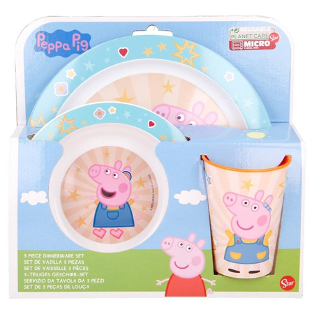Peppa Pig - Mikrowellengeschirrset (Teller + Schüssel + Tasse) Peppa Pig
