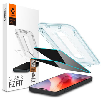 Spigen GLAS.TR EZ FIT Privacy 2-Pack - Verre trempé avec filtre de confidentialité pour iPhone 16 Pro 2 pcs