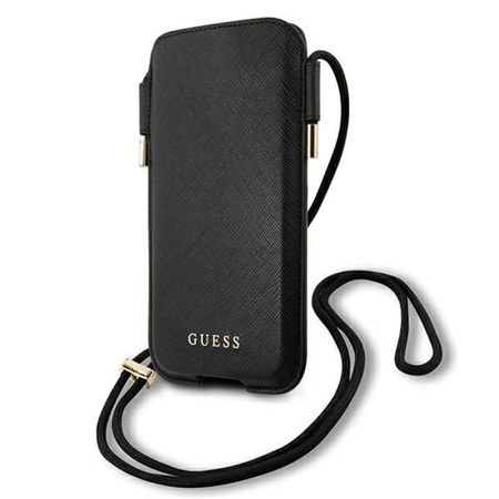Guess Saffiano Pouch - Torebka na telefon L max 6.7" (czarny)