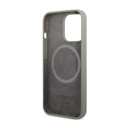 Guess Silicone Logo Plate MagSafe - Hülle für iPhone 13 Pro Max (Grau)