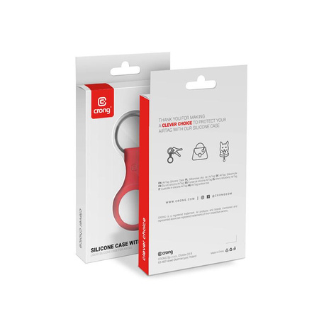 Crong Silicone Case with Key Ring - Etui de protection pour Apple AirTag (rouge)