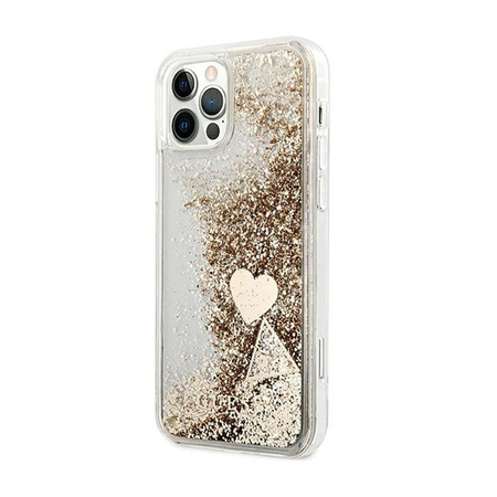 Guess Liquid Glitter Charms - iPhone 12 / iPhone 12 Pro tok (arany)