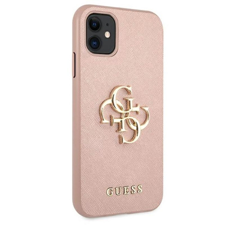 Guess Saffiano 4G Big Metal Logo - Etui iPhone 11 (różowy)