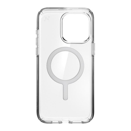 Speck Presidio Perfect-Clear MagSafe - iPhone 15 Pro Max Case (Clear / Chrome Finish / Serene Silver)