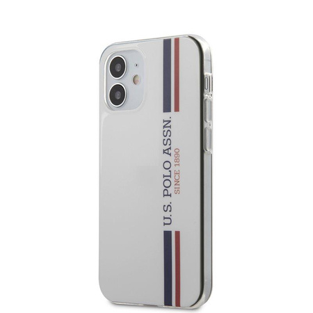 US Polo Assn Shiny Tricolor Stripes - pouzdro pro iPhone 12 Mini (bílé)