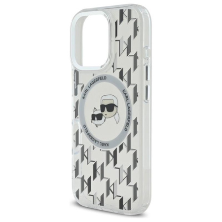 Karl Lagerfeld IML Monogram Karl & Choupette Head MagSafe - Pouzdro pro iPhone 16 Pro (průhledné)