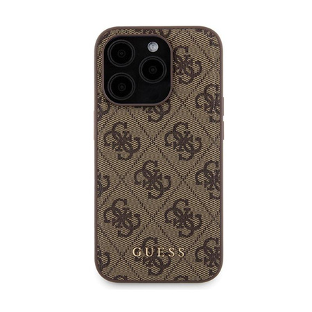 Guess Bundle Pack MagSafe 4G Metal Gold Logo - sada pouzdra + Power Bank 5000mAh MagSafe iPhone 15 Pro Max (hnědá)