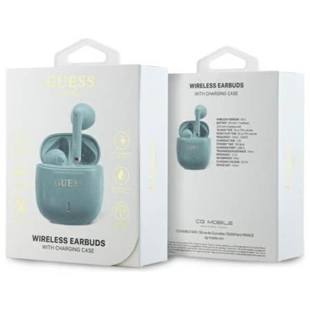 Guess Printed Classic Logo - TWS Casque Bluetooth + étui de chargement (turquoise)