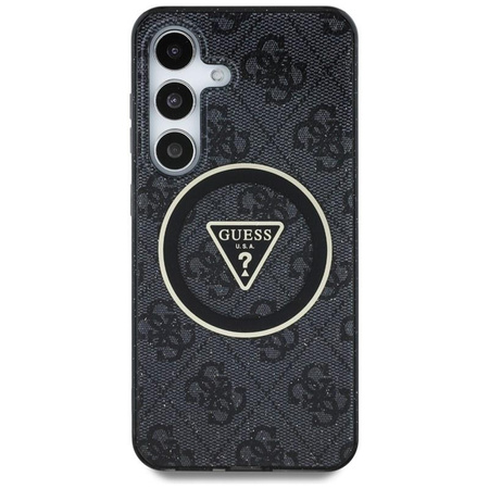 Guess 4G Glitter Triangle Buttons MagSafe - étui pour Samsung Galaxy S25+ (noir)