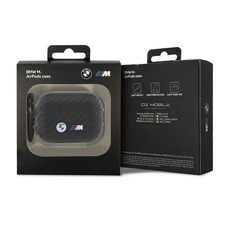 Dvojité kovové logo BMW Carbon - pouzdro AirPods Pro 2 (černé)