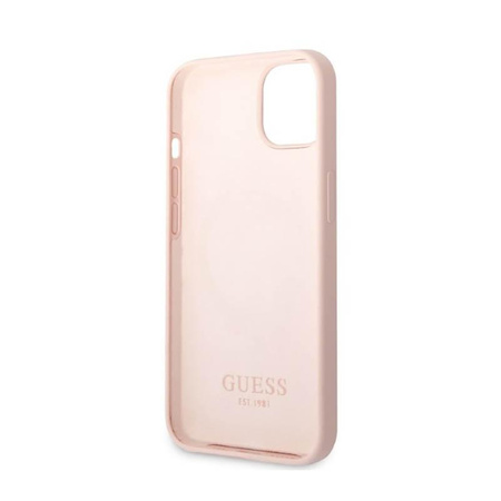 Guess Silicone Logo Plate MagSafe - iPhone 13 Case (rose)