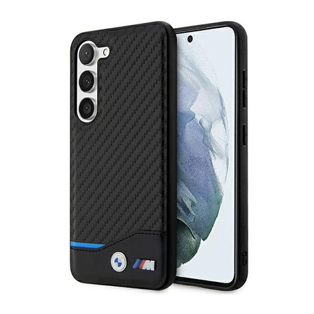 BMW Leather Carbon Blue Line - Etui pour Samsung Galaxy S23+ (noir)