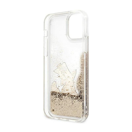 Karl Lagerfeld Liquid Glitter Choupette Fun - pouzdro pro iPhone 12 / iPhone 12 Pro (zlaté)
