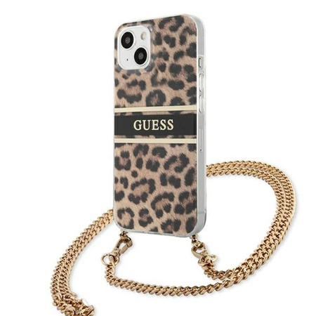 Guess Leopard Gold Stripe Crossbody - iPhone 13 Tasche