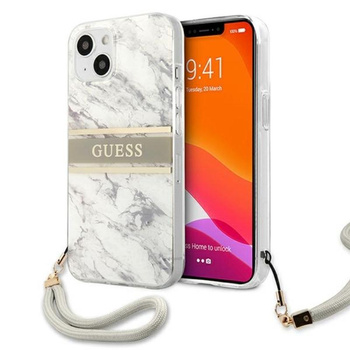 Guess Marble Strap - Coque iPhone 13 Mini (gris)