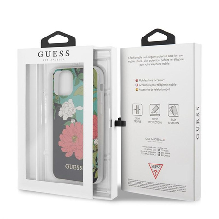 Guess Flower Shiny Collection N1 - Coque pour iPhone 11 Pro (Noir)