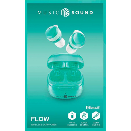 Cellularline Music Sound Flow - V5.3 TWS kabelloser Bluetooth-Kopfhörer mit Ladetasche (grün)