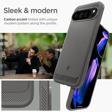 Spigen Rugged Armor - Étui pour Google Pixel 9 Pro XL (Gris marbré)