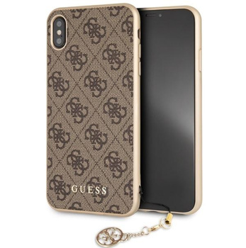 Guess 4G Charms Collection - Coque pour iPhone Xs Max avec pendentif (marron)