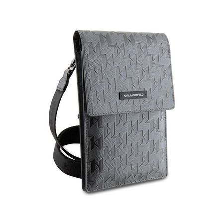 Karl Lagerfeld Saffiano Mongram Plaque - Smartphone and Accessory Bag (silver)
