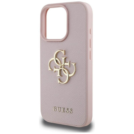 Guess szemcsés Big 4G Logo Small Classic Logo - tok iPhone 16 Pro Max készülékhez (rózsaszín)