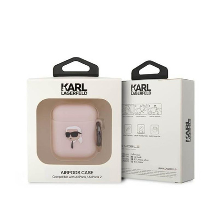 Karl Lagerfeld Silikonové pouzdro NFT Karl Head 3D - AirPods 1/2 gen (růžové)