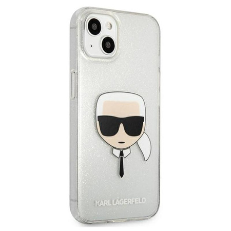 Karl Lagerfeld Karl's Head Glitter - iPhone 13 mini case (silver)