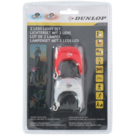 Dunlop - Set of silicone LED bike lights front and rear