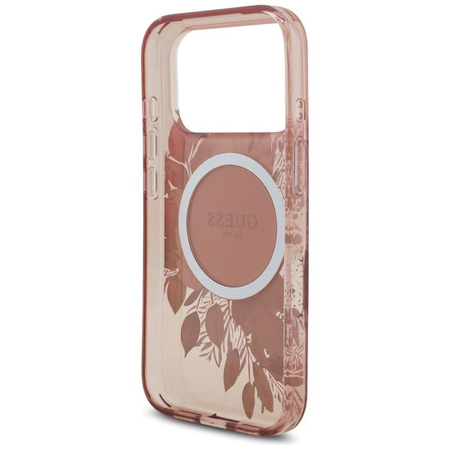 Guess IML Flowers Electro Pearl Strap MagSafe - Hülle iPhone 17 Pro (rosa)