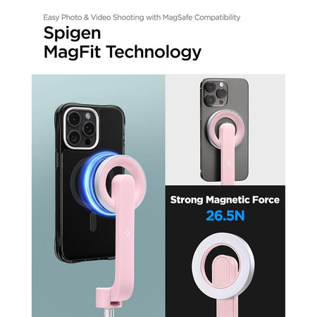 Spigen S570W MagSafe Bluetooth Selfie Stick Tripod - Smartphone tripod / selfie stick holder (Misty Rose)