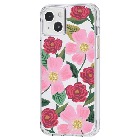 Rifle Paper Clear - iPhone 14 Plus Case Decorated with Gold (Rose Garden)