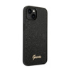 Guess Glitter Flakes Metal Logo Case - pouzdro pro iPhone 14 Plus (černé)