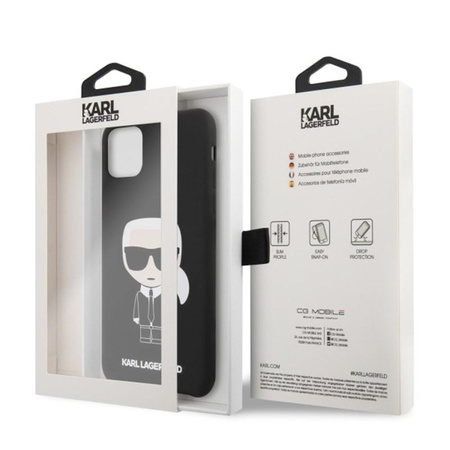 Pouzdro Karl Lagerfeld Fullbody Silicone Iconic - iPhone 11 Pro Max (černé)