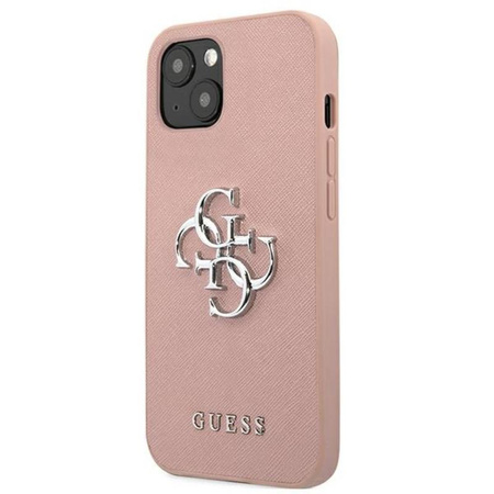 Guess Saffiano 4G Big Silver Logo - Etui iPhone 13 (różowy)