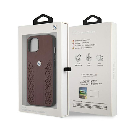 BMW Leather Curve Perforate HC - Etui iPhone 13 (rouge)