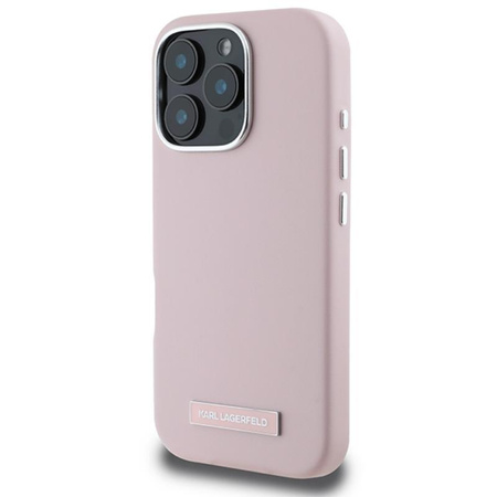 Karl Lagerfeld FW Metallplatte MagSafe - iPhone 16 Pro Tasche (rosa)