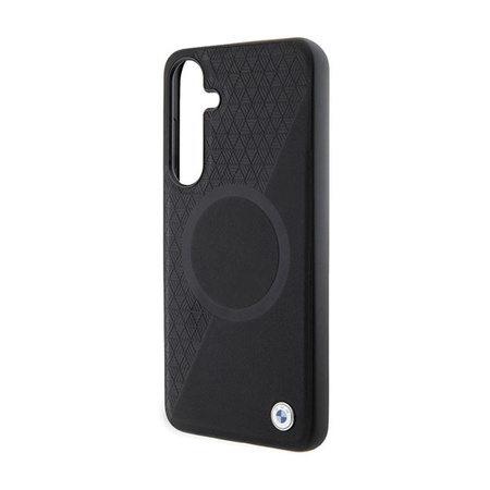BMW Leder halb strukturiert & Kreis MagSafe - Samsung Galaxy S24 Tasche (schwarz)