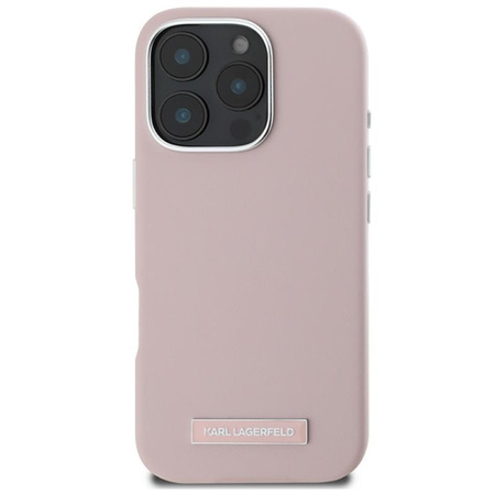 Karl Lagerfeld FW Metal Plate MagSafe - pouzdro pro iPhone 16 Pro Max (růžové)