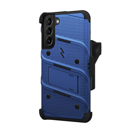 ZIZO BOLT Series - Étui blindé pour Samsung Galaxy S22+ avec écran en verre 9H + étui avec support (bleu)